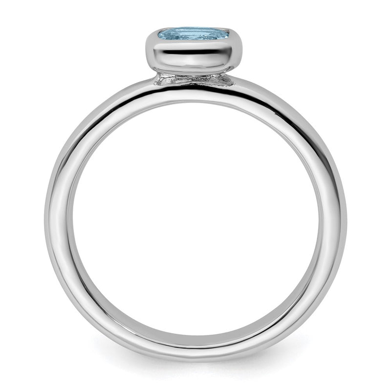Sterling Silver Stackable Expressions Cushion Cut Aquamarine Ring