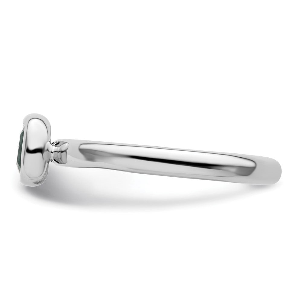 Sterling Silver Stackable Expressions Cushion Cut Cr. Emerald Ring Sterling Silver Stackable Expressions Cushion Cut Cr. Emerald Ring