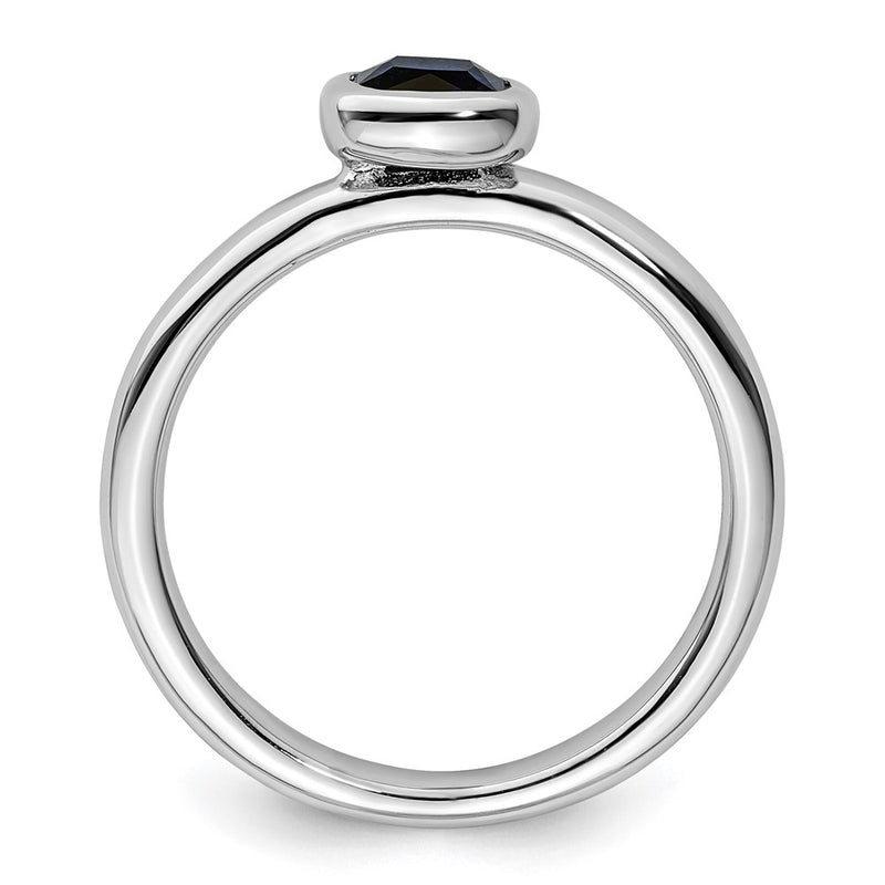 Sterling Silver Stackable Expressions Cushion Cut Cr. Sapphire Ring