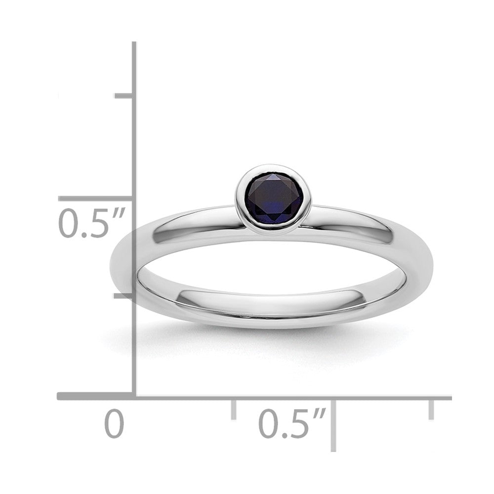 Sterling Silver Stackable Expressions High 4mm Round Cr. Sapphire Ring
