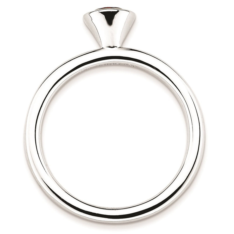Sterling Silver Stackable Expressions High 5mm Round Garnet Ring
