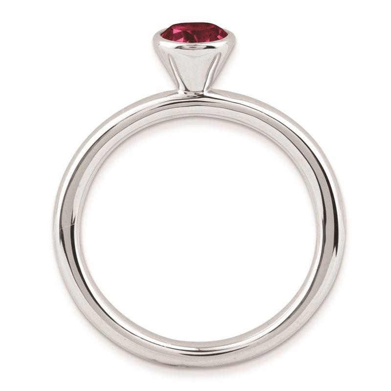 Sterling Silver Stackable Expressions High 5mm Round Created Ruby Ring