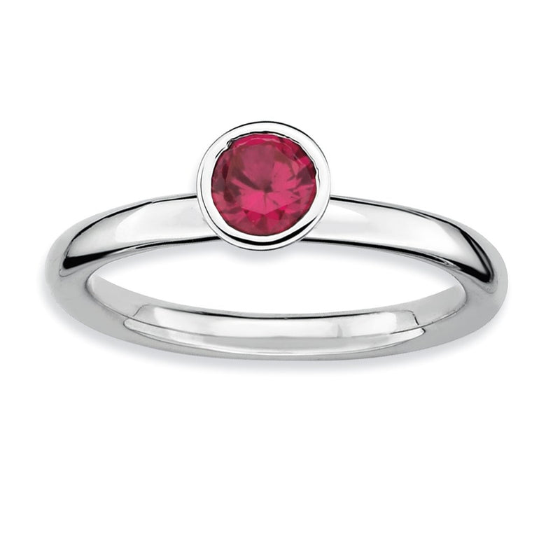 Sterling Silver Stackable Expressions High 5mm Round Created Ruby Ring