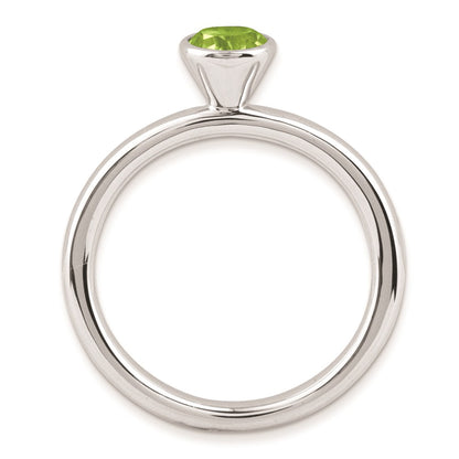 Sterling Silver Stackable Expressions High 5mm Round Peridot Ring