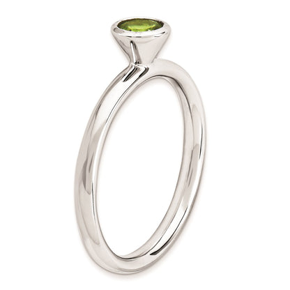 Sterling Silver Stackable Expressions High 5mm Round Peridot Ring
