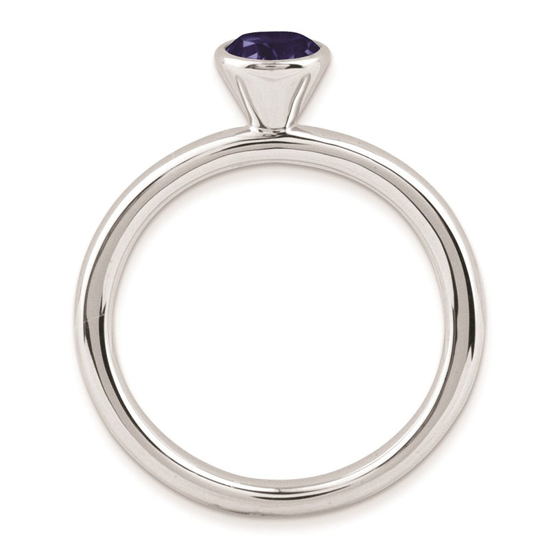 Sterling Silver Stackable Expressions High 5mm Round Cr. Sapphire Ring