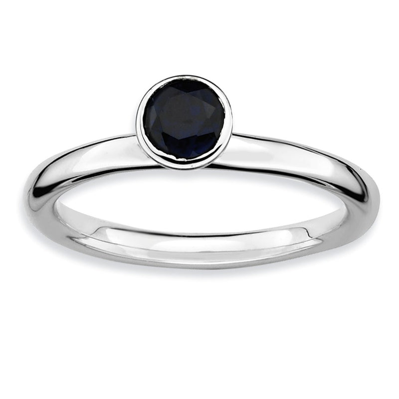 Sterling Silver Stackable Expressions High 5mm Round Cr. Sapphire Ring
