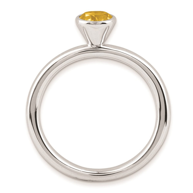 Sterling Silver Stackable Expressions High 5mm Round Citrine Ring