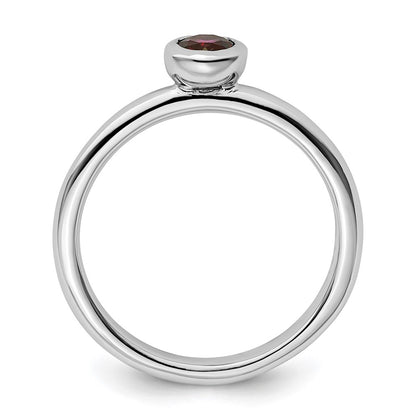SS Stackable Expressions Low 4mm Round Rhodolite Garnet Ring