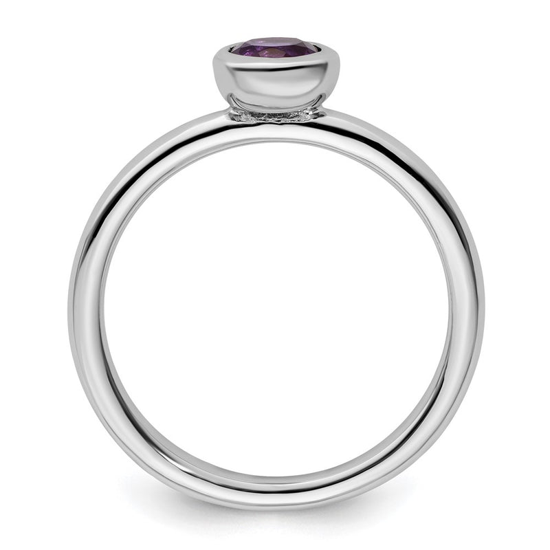 Sterling Silver Stackable Expressions Low 5mm Round Amethyst Ring