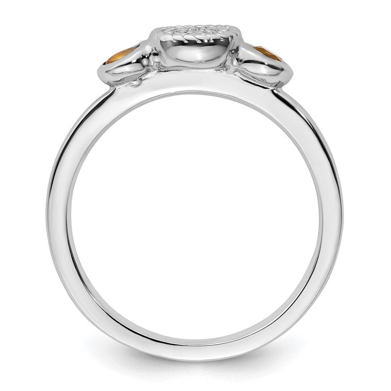 Sterling Silver Stackable Expressions Dbl Round Citrine & Dia. Ring