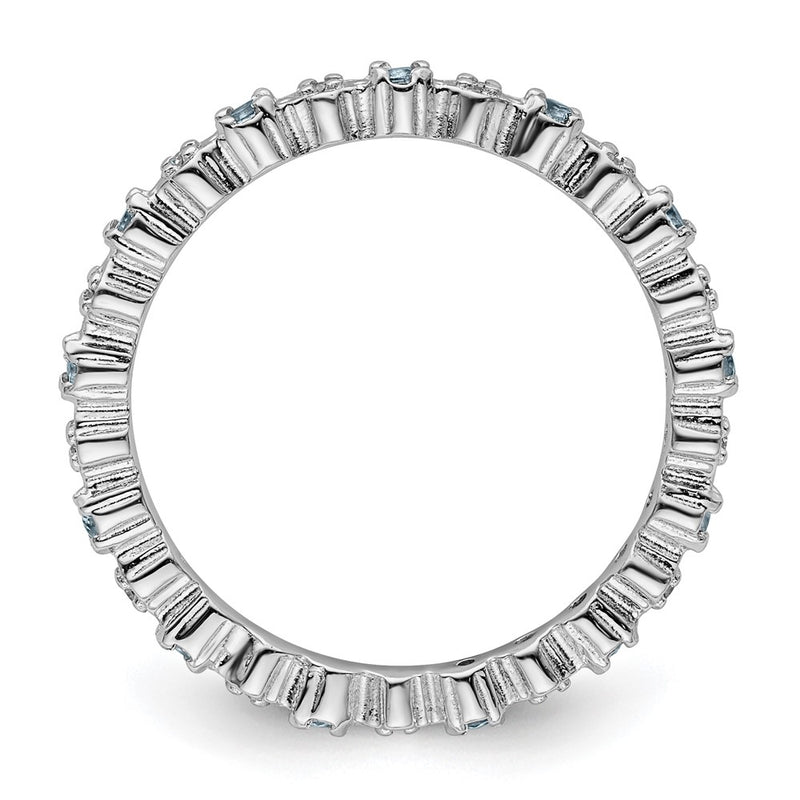 Sterling Silver Stackable Expressions Aquamarine & Diamond Ring