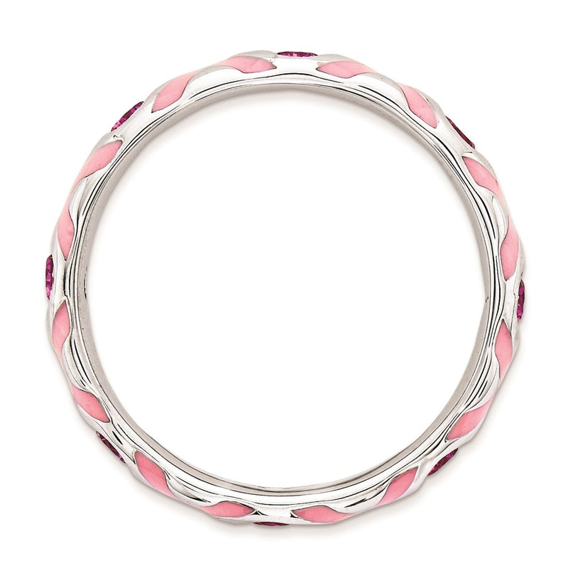 Sterling Silver Stackable Expressions Polished Created Ruby/Enameled Ring