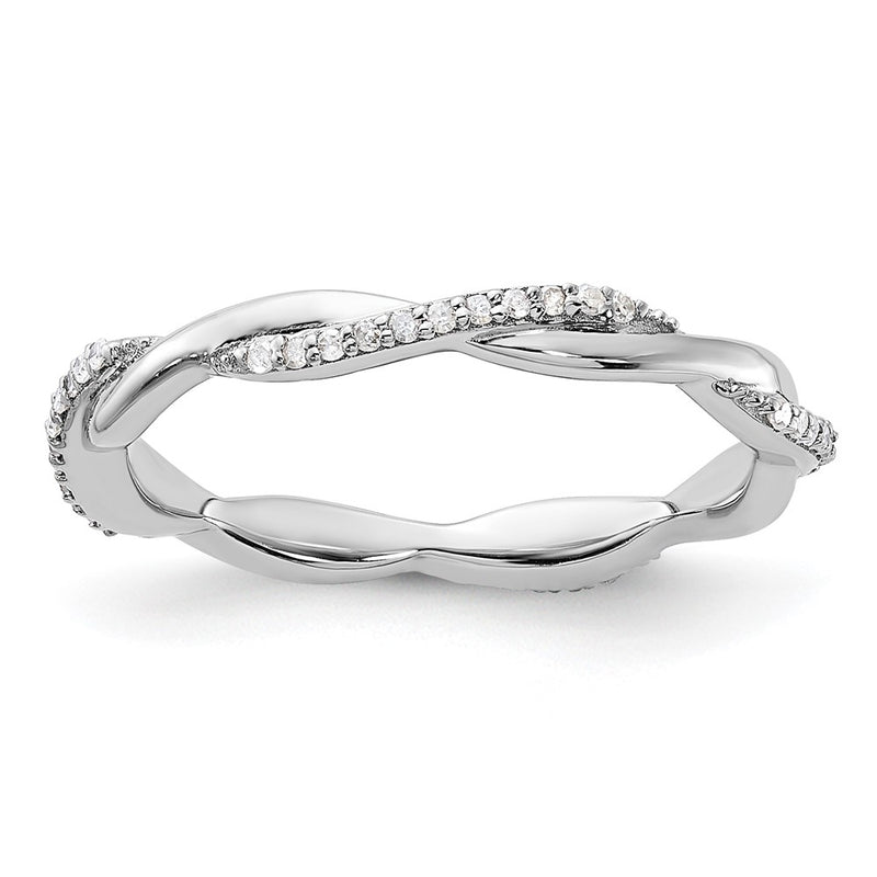 Sterling Silver Stackable Expressions Polished Diamond Ring