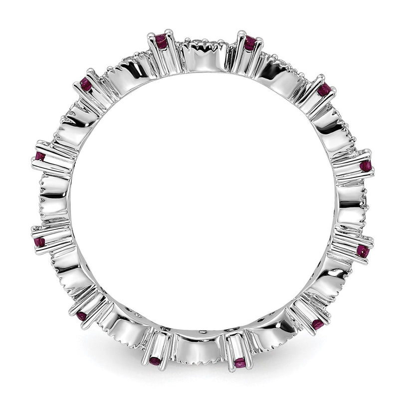 Sterling Silver Stackable Expressions Polished Created Ruby & Dia Ring