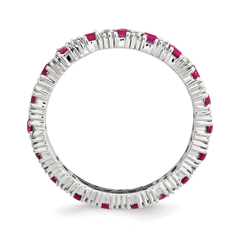 Sterling Silver Stackable Expressions Polished Cr. Ruby & Dia Ring
