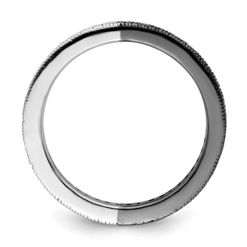 Sterling Silver Stackable Expressions Polished Half Black/White Dia Ring