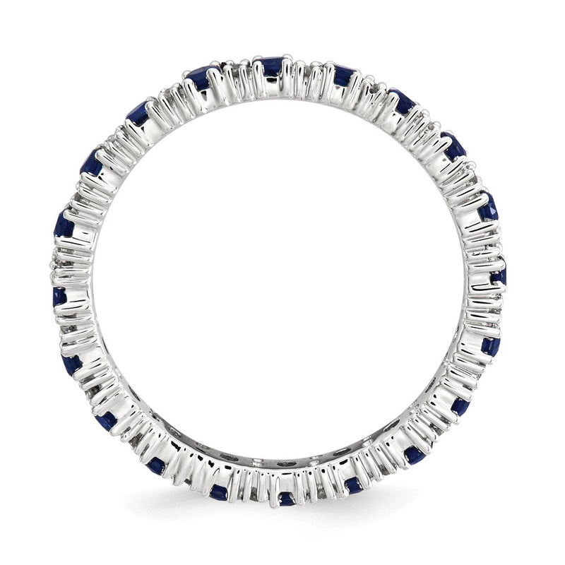 Sterling Silver Stackable Expressions Polished Cr. Sapphire & Dia Ring