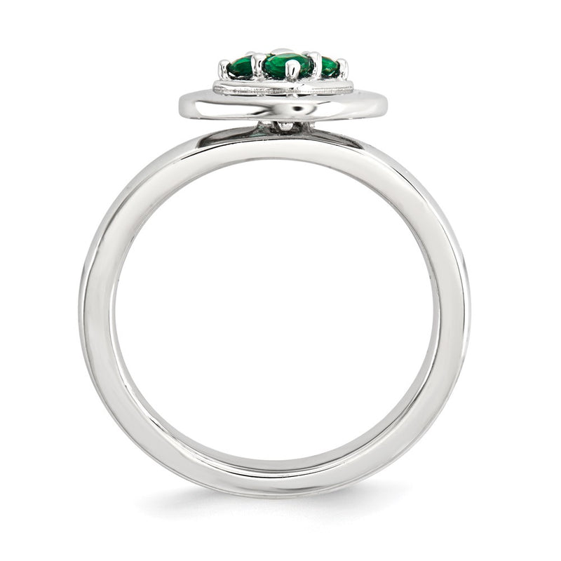Sterling Silver Stackable Expressions Polished Created Emerald Ring