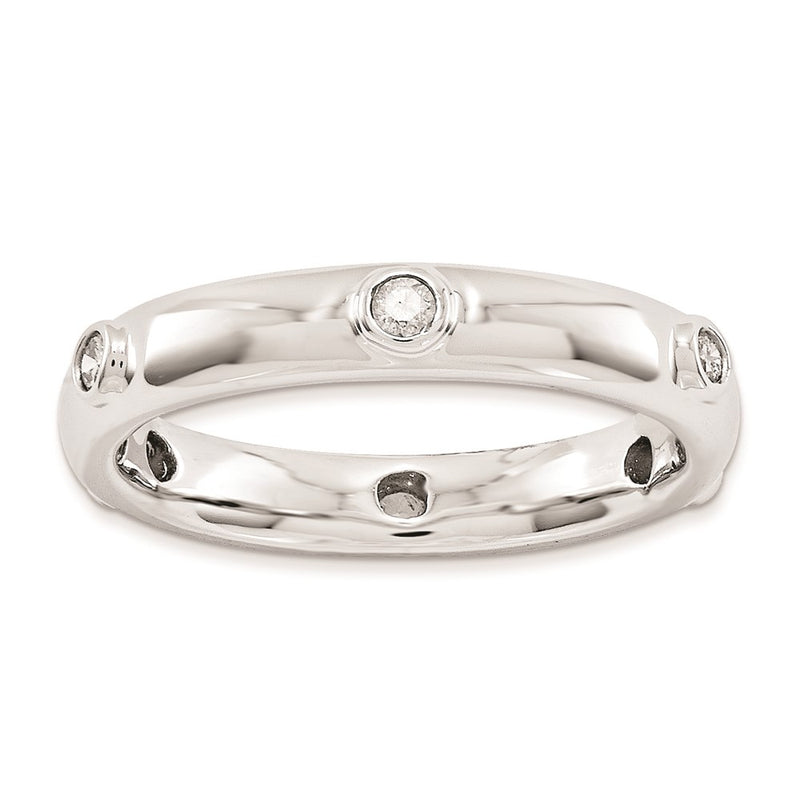 Sterling Silver Stackable Expressions Polished Diamond Ring