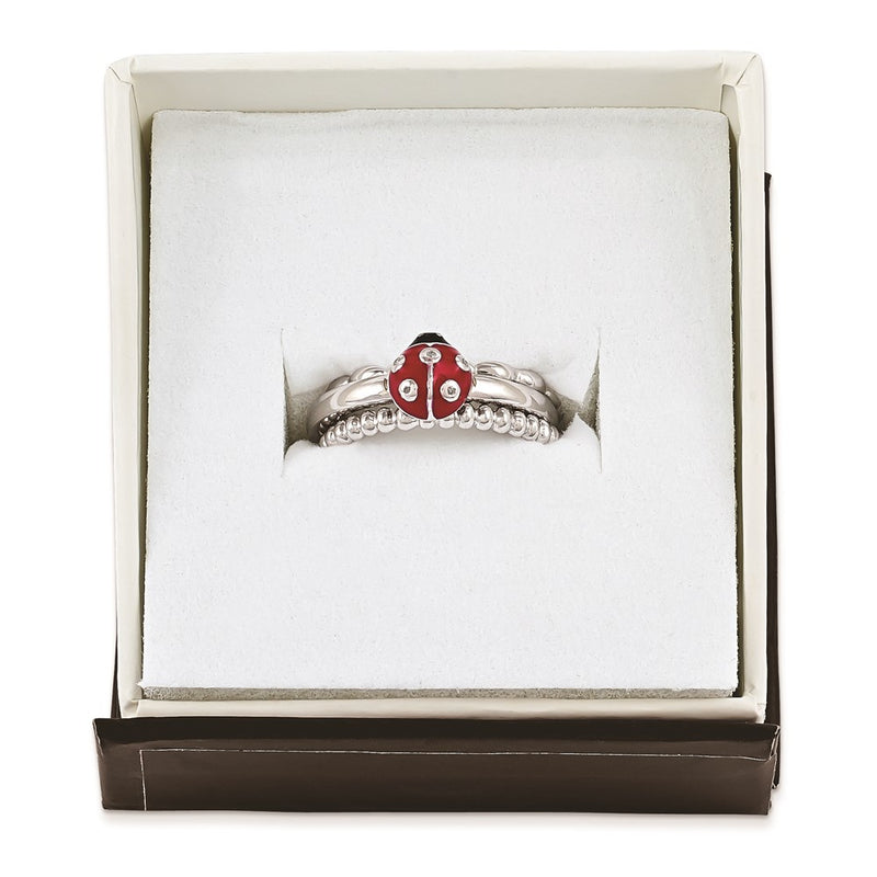 Sterling Silver Stackable Expressions Little Lady Bug Ring Set
