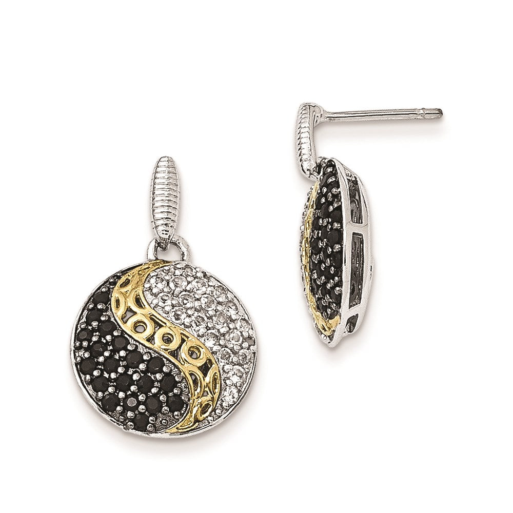 Sterling Silver & Gold-plated Blk Rhodium White Topaz & Onyx Earrings
