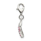 Sterling Silver Awareness Pink Tourmaline w/Lobster Clasp Charm