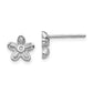 White Ice Sterling Silver Rhodium-plated Satin and Polished Diamond Flower Post Earrings