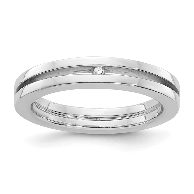 SS White Ice .01ct. Grooved Diamond Ring