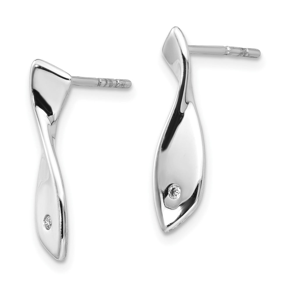 White Ice Sterling Silver Rhodium-plated Diamond Twisted Post Earrings
