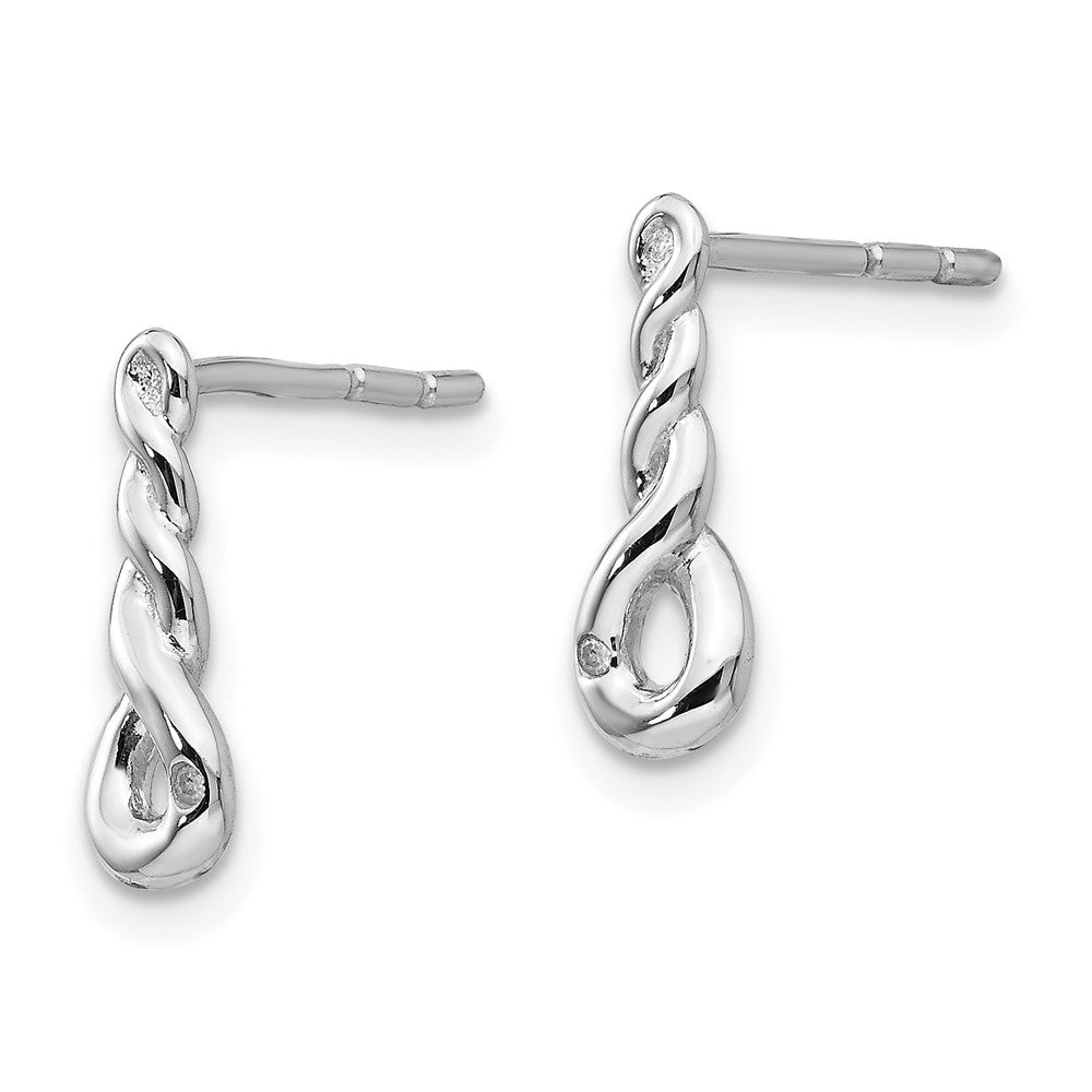 White Ice Sterling Silver Rhodium-plated Twisted Diamond Post Dangle Earrings