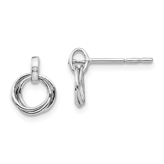 White Ice Sterling Silver Rhodium-plated Three Ring Diamond Post Earrings