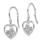 White Ice Sterling Silver Rhodium-plated Heart with Flower Diamond Shepherd Hook Dangle Earrings