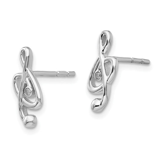Sterling Silver White Ice Diamond Musical Post Earrings Sterling Silver White Ice Diamond Musical Post Earrings