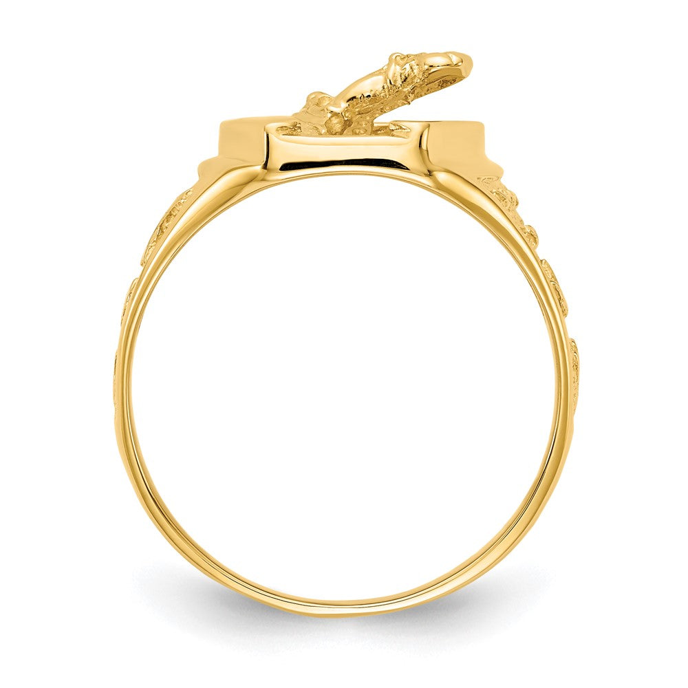 14K Yellow Gold Polished Horseshoe with Horse in Center Ring