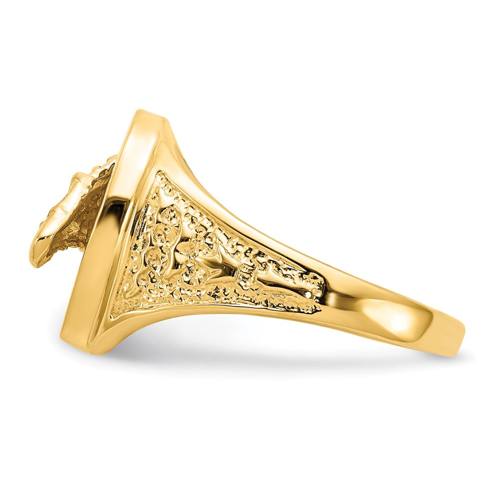 14K Yellow Gold Polished Horseshoe with Horse in Center Ring