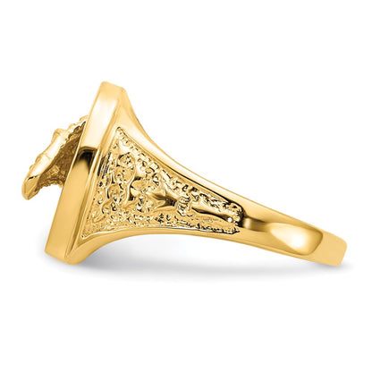 14K Yellow Gold Polished Horseshoe with Horse in Center Ring