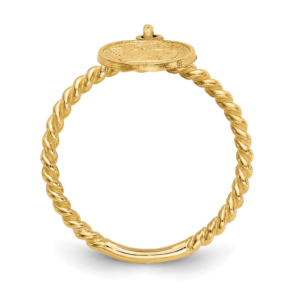 14K Yellow Gold Polished Angel Dangle Charm Child's Ring