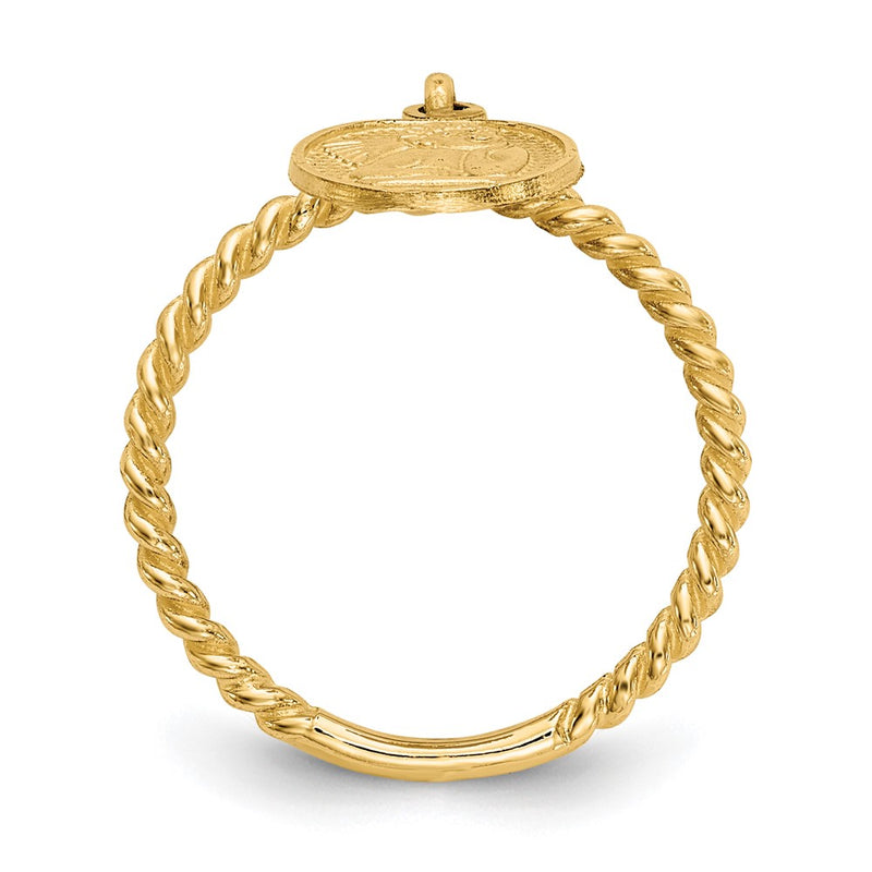14K Yellow Gold Polished Angel Dangle Charm Child's Ring