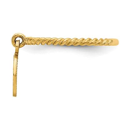 14K Yellow Gold Polished Angel Dangle Charm Child's Ring