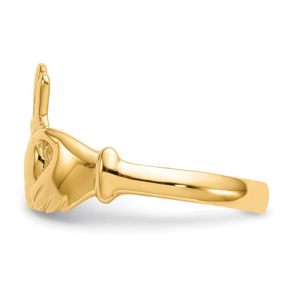14K Yellow Gold Polished Claddagh Ring