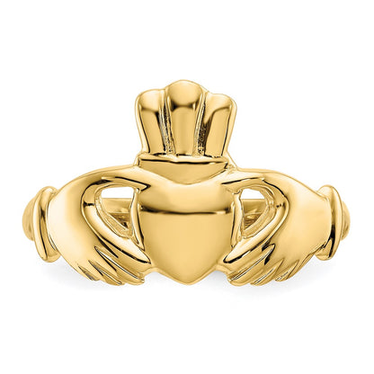 14K Yellow Gold Polished Claddagh Ring