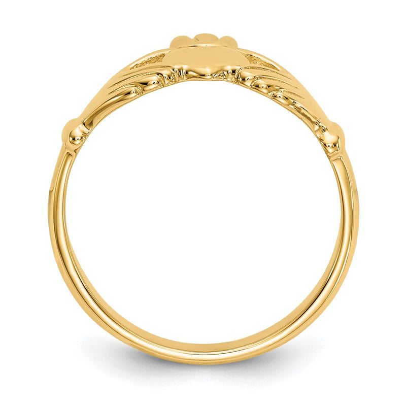 14K Yellow Gold Polished Claddagh Ring