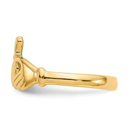 14K Yellow Gold Polished Claddagh Ring