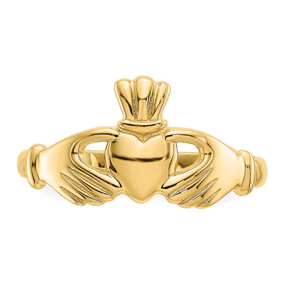 14K Yellow Gold Polished Claddagh Ring
