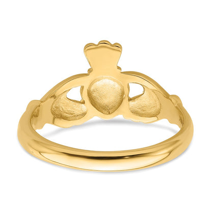 14K Yellow Gold Polished Claddagh Ring