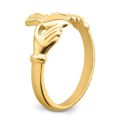 14K Yellow Gold Polished Claddagh Ring