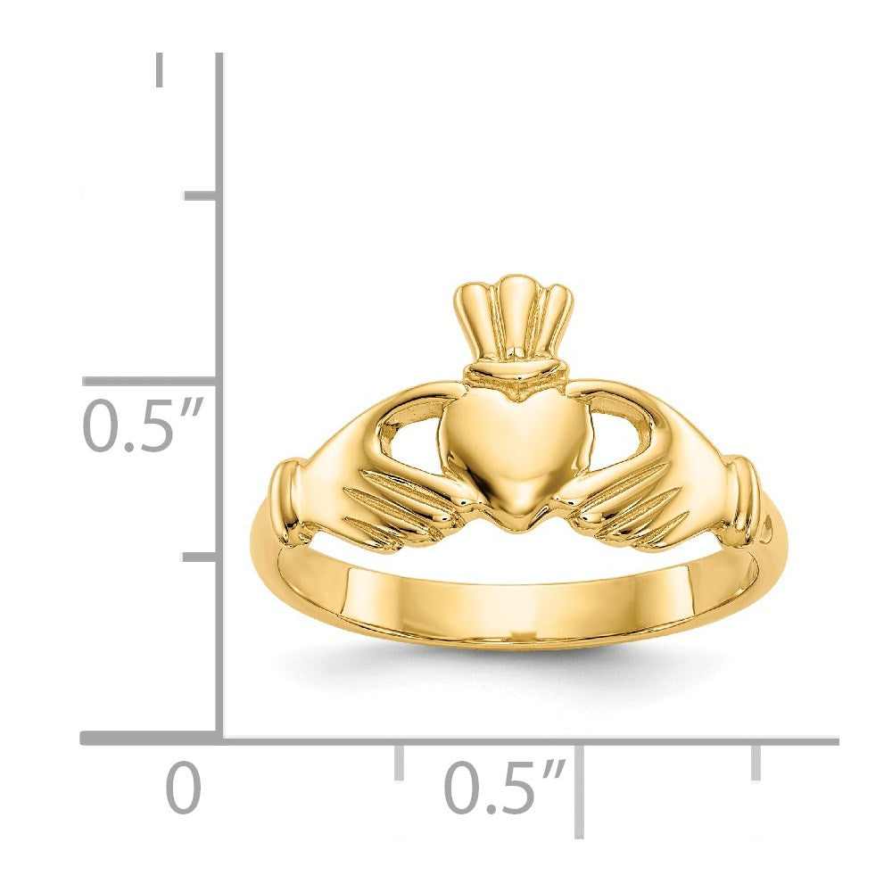 14K Yellow Gold Polished Claddagh Ring
