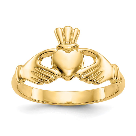 14K Yellow Gold Polished Claddagh Ring