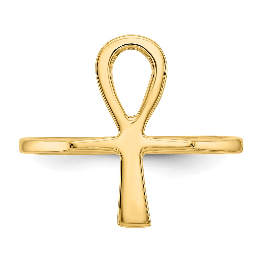 14K Yellow Gold Polished Ankh Egyptian Cross Ring